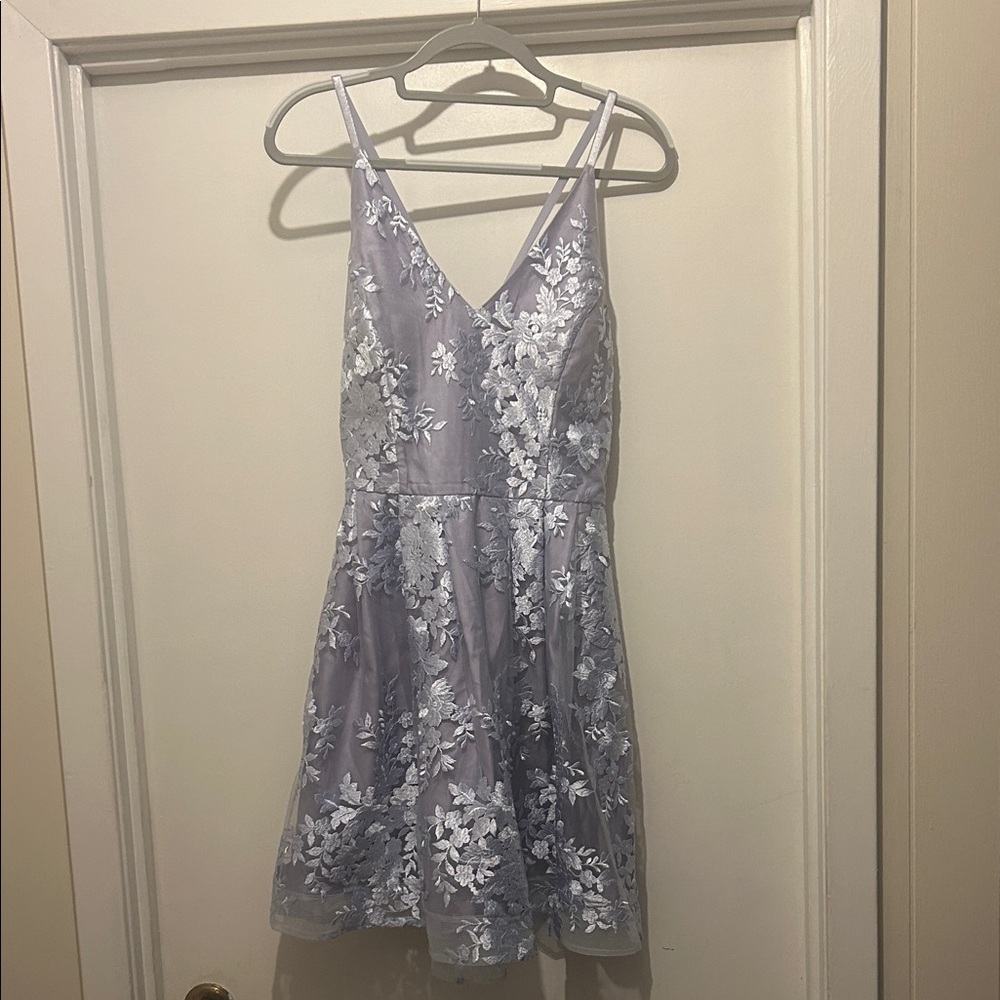 BCX Lavender Dress with White Floral Pattern